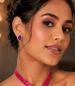 Royal ruby halo studs