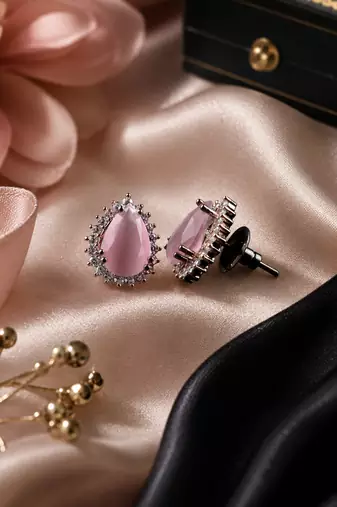 Blush Petal Halo Studs