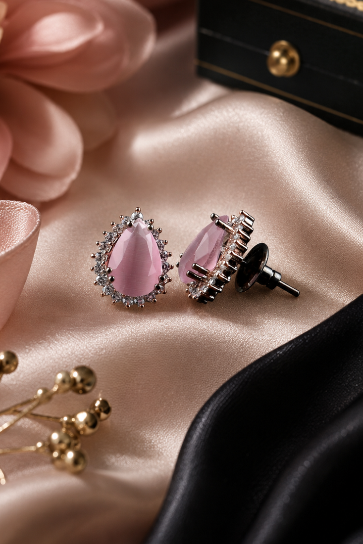 Blush Petal Halo Studs