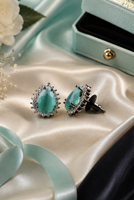 Mint aurora halo studs 3