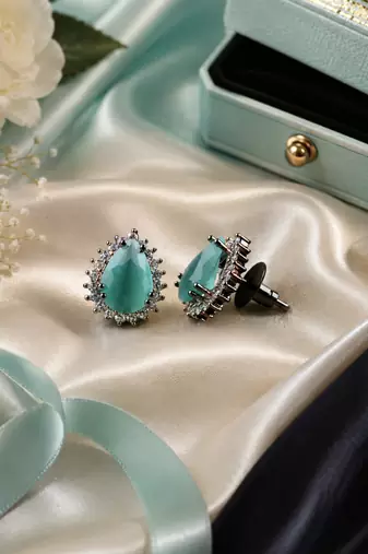 Mint aurora halo studs