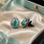 Mint aurora halo studs