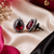 Royal ruby halo studs