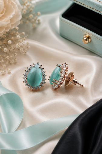 Mint blossom halo studs