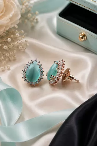 Mint blossom halo studs