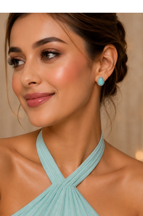 Mint blossom halo studs 2