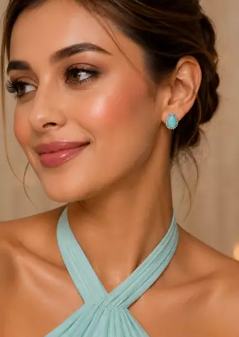 Mint blossom halo studs
