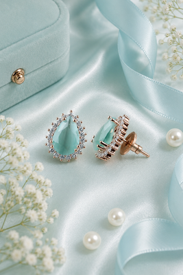 Mint blossom halo studs 3