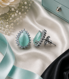 Mint celeste halo studs