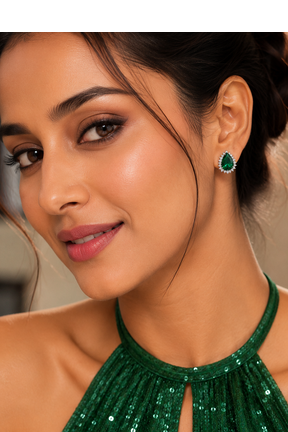 Emerald celeste halo studs 1