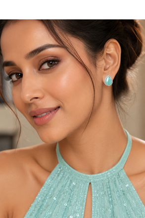 Mint celeste halo studs 2