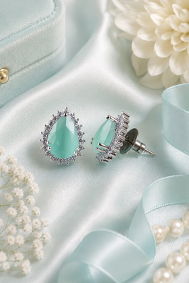 Mint celeste halo studs 3