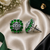 Rhodium Finish Emerald Bloom Studs