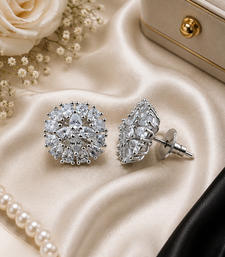 Rhodium finish crystal bloom studs
