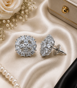 Rhodium finish crystal bloom studs