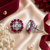 Rhodium finish ruby blossom studs