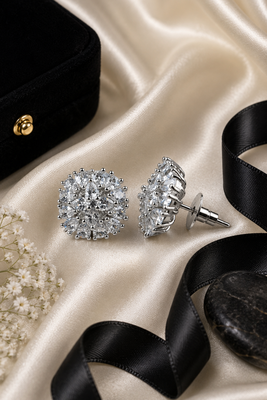 Rhodium finish crystal bloom studs 2