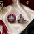 Rhodium finish ruby blossom studs