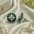 Rhodium Finish Emerald Bloom Studs
