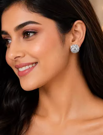 Rhodium finish crystal bloom studs