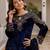 Royal blue embroidery velvet kurta set