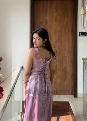 Lavender embroidered jimmy silk blend kurta set 3