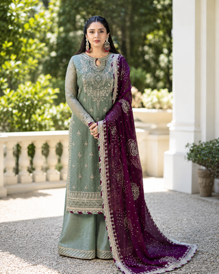 Pista embroidered faux georgette kurta set 1