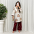 White maroon embroidered faux georgette kurta set