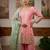 Pink jimmi satin embroidery butti work kurta set