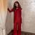 Red sequins embroidery rangoli silk blend kurta set