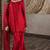 Red sequins embroidery rangoli silk blend kurta set