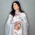 White floral print embroidery faux georgette kurta set