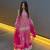 Pink embroidery printed faux georgette kurta set
