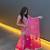 Pink embroidery printed faux georgette kurta set