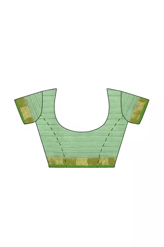 Mint green white checked saree with green border