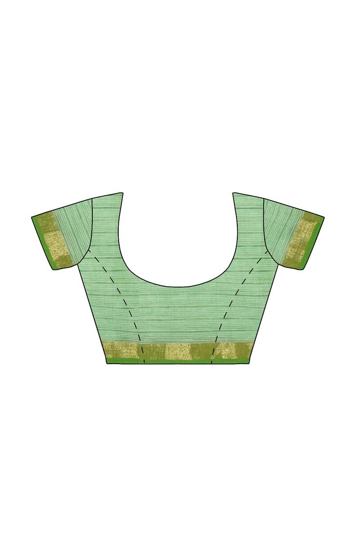 Mint green white checked saree with green border