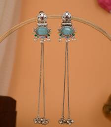 Designer Kashmiri Long Chain Earrings for Women | Silver Plated Traditional Jewelry