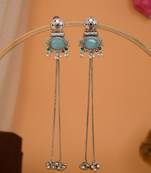 Designer Kashmiri Long Chain Earrings for Women | Silver Plated Traditional Jewelry