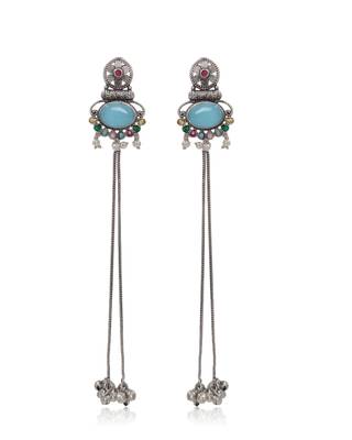 Designer Kashmiri Long Chain Earrings for Women | Silver Plated Traditional Jewelry 2