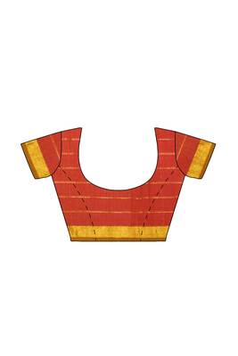 Rani pink checked saree with brown border 5