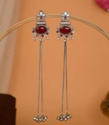Designer Kashmiri Long Chain Earrings for Women | Silver Plated Traditional Jewelry