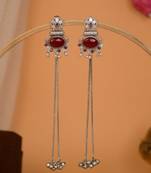 Designer Kashmiri Long Chain Earrings for Women | Silver Plated Traditional Jewelry