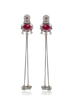 Designer Kashmiri Long Chain Earrings for Women | Silver Plated Traditional Jewelry 2