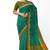 teal green checked cotton blend saree with olive zari border