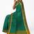 teal green checked cotton blend saree with olive zari border
