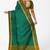 teal green checked cotton blend saree with olive zari border
