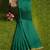 teal green checked cotton blend saree with olive zari border