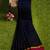Black checked saree with magenta border