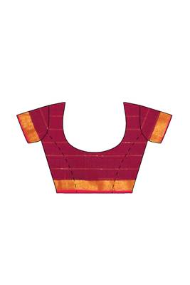 Black checked saree with magenta border 5