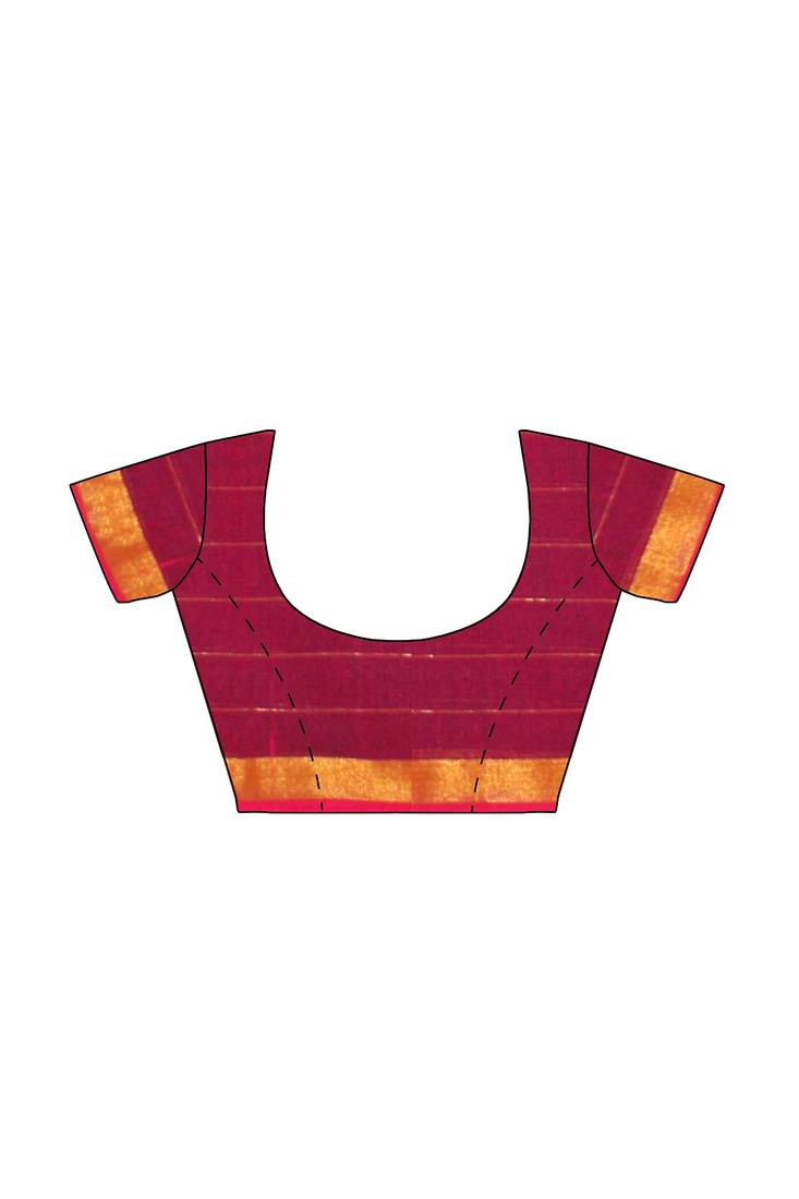 Black checked saree with magenta border